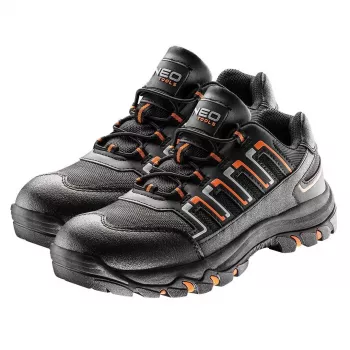 NEO TOOLS 82-710 S1P SRC apsauginiai bateliai su plieniniu pirštu, 43 dydis, juodi/pilki