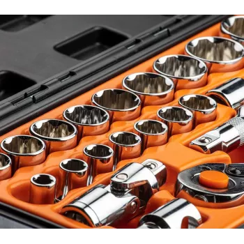 NEO TOOLS 1/2 colio įvorių raktų rinkinys, 23 dalių, chromo vanadžio plienas, DIN 3124