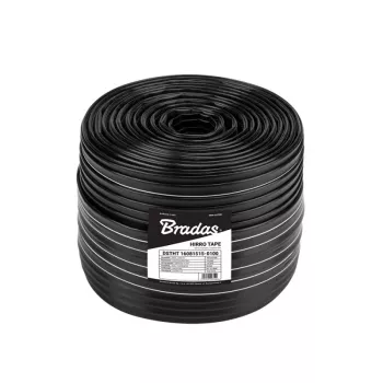 BRADAS HIRRO laistymo juosta 16 mm, 500 m, 8 mil, 1,5 l/h, 20 cm atstumas tarp lašintuvų, juoda