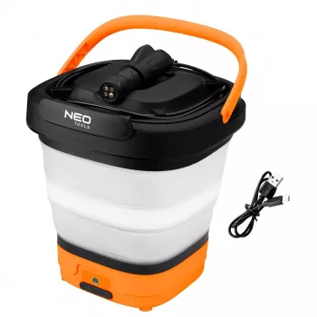 NEO TOOLS 12V belaidis slėginis ploviklis 5 bar su sulankstomu kibirėliu ir USB-C įkrovimu