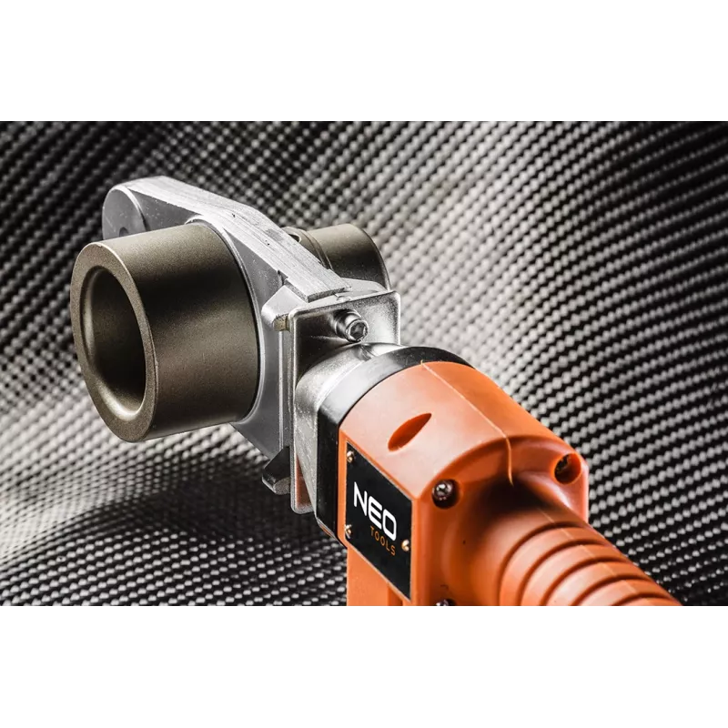 NEO TOOLS 900W plastikinių vamzdžių suvirinimo aparatas su 6 antgaliais (20-63 mm), PPR, PE, PB vamzdžiams, reguliuojama temperatūra 0-300°C, nepridegantys PTFE dengti antgaliai, su metaliniu dėklu