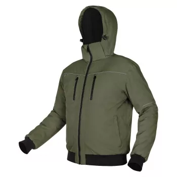 NEO TOOLS Insulated Jacket su gobtuvu OUTDOOR, žalia, S dydis