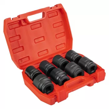 NEO TOOLS 3/4 inch smūginių nasrų rinkinys, 26-38 mm, 8 vnt., Cr-Mo plienas, juoda fosfatacija, DIN 3121, su dėklu