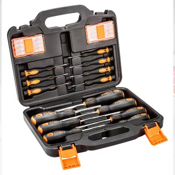 NEO TOOLS 30 dalių atsuktuvų ir antgalių rinkinys su 7 atsuktuvais, 22 antgaliais, magnetiniais antgaliais ir laikikliu