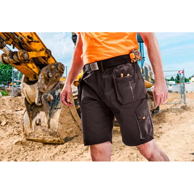 NEO TOOLS HD darbo šortai su nuimamomis kišenėmis, dydis LD/54, juodi