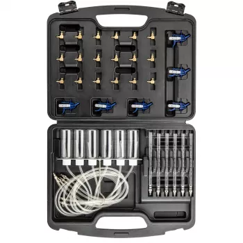 NEO TOOLS TOP-11-263 Common Rail purkštukų nuotėkio testerio rinkinys dyzeliniams varikliams, 6 cilindrų diagnostikos rinkinys su adapteriais ir dėklu