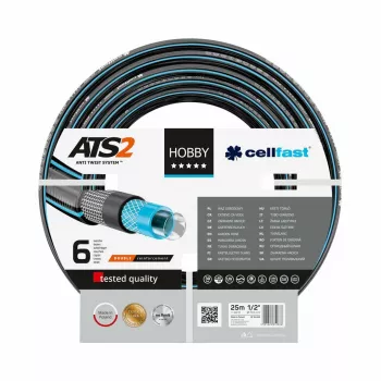 CELLFAST HOBBY ATS 1 sodo žarna 10 m – 1/2 colio 3 sluoksnių anti-sukimo PVC, atlaiko 20 bar, atspari UV ir dumbliams, žalia/geltona