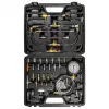 NEO TOOLS degalų įpurškimo sistemos testavimo rinkinys su 0-140 PSI glicerinu užpildytu manometru, 29 adapteriais ir formuotu dėklu