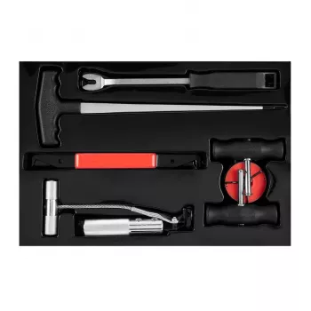 NEO TOOLS TOP-11-819 7 dalių priekinio stiklo išėmimo rinkinys su 22 m kvadratine viela, rankenomis, tiektuvu, yla, apdailos įrankiu, vielos griebtuvu ir dėklu