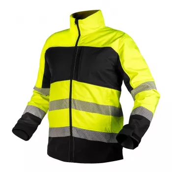 NEO TOOLS Softshell įspėjamoji darbo striukė geltona-juoda, M dydis
