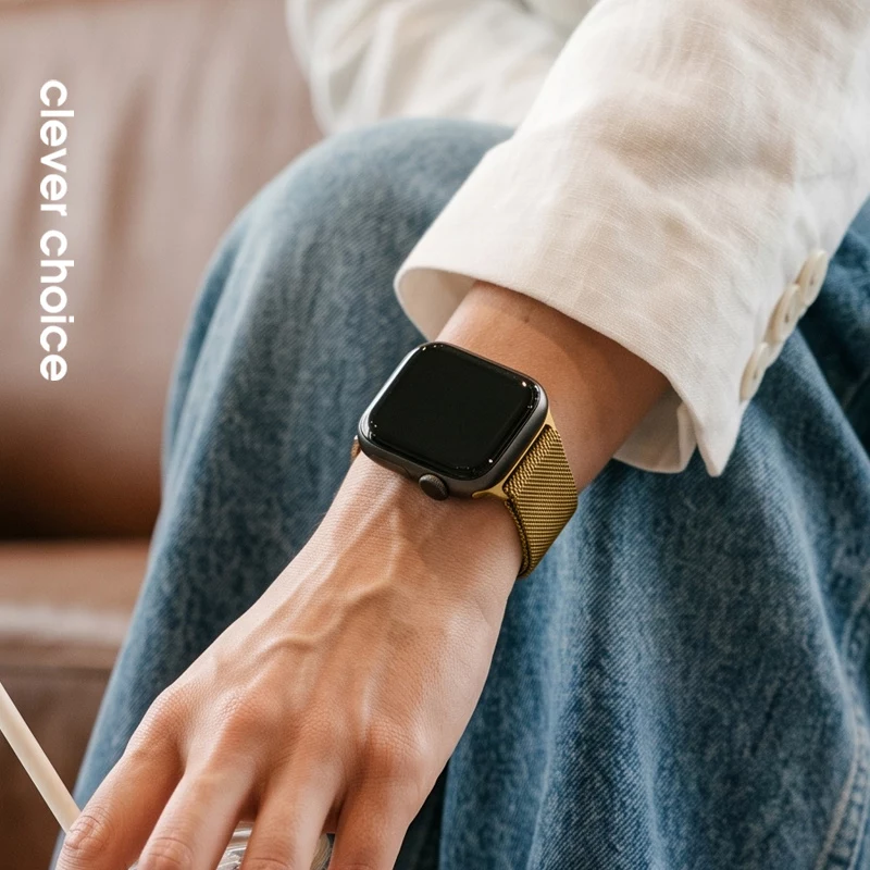 Crong Milano Steel nerūdijančio plieno dirželis, skirtas Apple Watch 38/40/41/42 mm, auksinis
