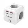 Wozinsky WKZ-4B Power Cube 4x AC 2x USB-A 2x USB-C PD 20W 4000W Baltas