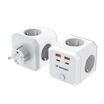 Wozinsky WKZ-4B Power Cube 4x AC 2x USB-A 2x USB-C PD 20W 4000W Baltas