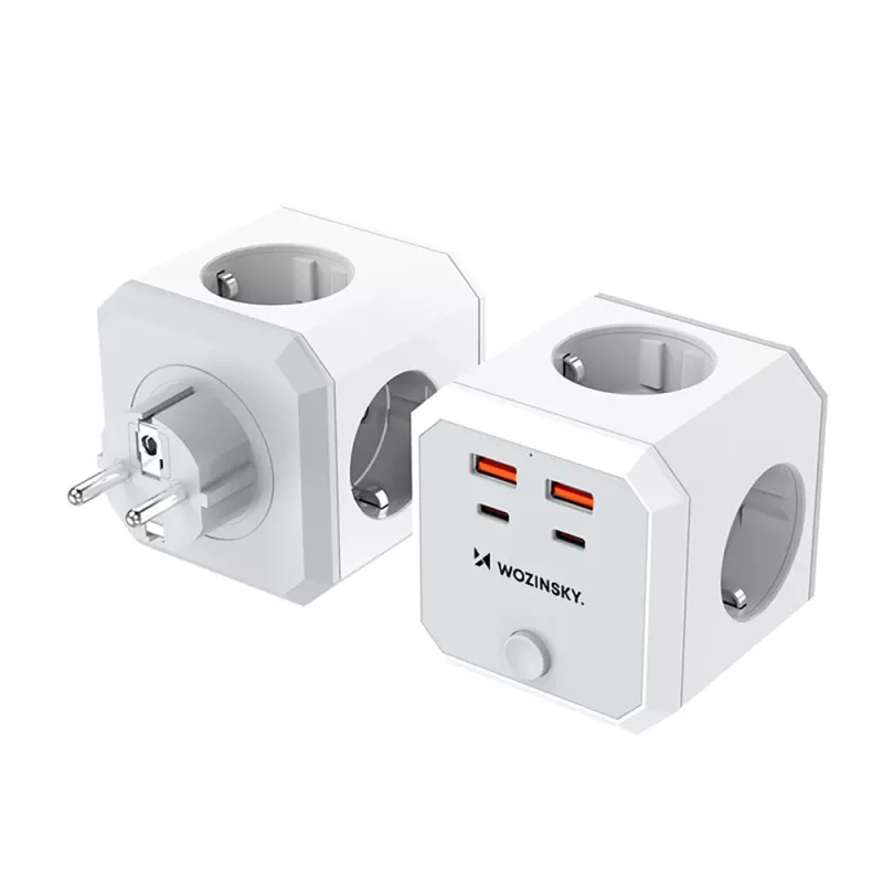 Wozinsky WKZ-4B Power Cube 4x AC 2x USB-A 2x USB-C PD 20W 4000W Baltas
