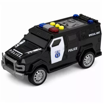 LEAN TOYS policijos automobilis Special Vehicle 1:32 mastelio juodas su šviesomis ir garsais