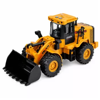LEAN TOYS Construction Vehicle Excavator su judančiu kaušu, šviesomis ir garsais, geltonas, 1:43