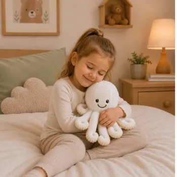 LEAN TOYS Pliušinis aštuonkojis su elastingais čiuptuvais, baltas, 30 cm