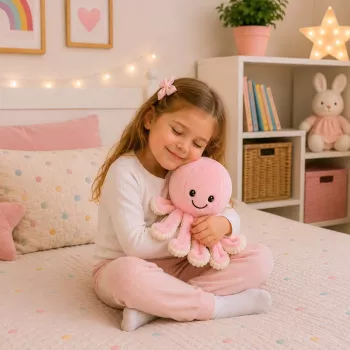LEAN TOYS minkštas aštuonkojis su elastingais čiuptuvais, rožinis, 50 cm