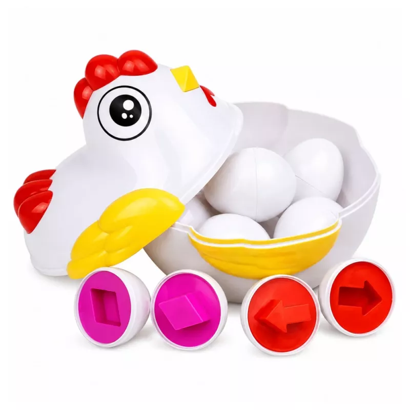 LEAN TOYS Educational Hen 12 Egg Sorter mokomasis vištos formų ir spalvų rūšiuoklis