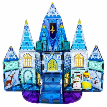 LEAN TOYS Magnetiniai konstravimo blokeliai Ledinės princesės pilis mėlyna 47 vnt.