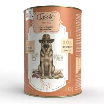 SYTA MICHA Classic Mono Horse su avietėmis ir topinambu – šlapias šunų maistas, 400g