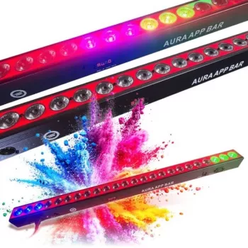 LIGHT4ME AURA APP BAR dekoratyvinė LED šviesos juosta su Bluetooth valdymu per programėlę, 16 RGB šviesos diodų, muzikos sinchronizacija, USB-C, juoda