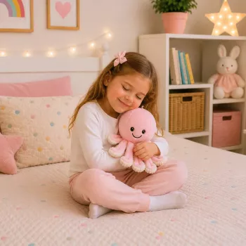 LEAN TOYS minkštas aštuonkojis su tamprėmis čiuptuvais, švelnus rožinis apkabinimo žaislas, 30 cm