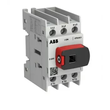 ABB OT Plus OT63G1-3BS63 A apkrovos jungiklis, 3 polių, 63 A, 690 V AC, tiesioginė rankena, rėmas G1