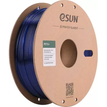 ESUN PETG+ 1,75 mm Transparent Blue 1 kg popierinė ritė