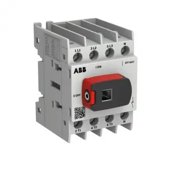 ABB OTOT16G1-4BSN2Plus 16 A 4 polių priekinio valdymo apkrovos pertraukiklis su juoda rankena