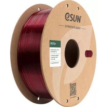 ESUN PETG+ 1,75 mm permatomas raudonas 1 kg popierinė ritė