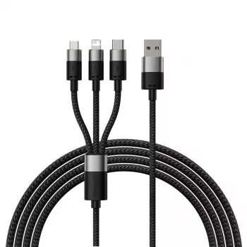 Baseus StarSpeed USB 3-in-1 krovimo laidas USB-C + Micro USB + Lightning 3.5A 1,2m juodas