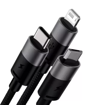 Baseus StarSpeed USB 3-in-1 krovimo laidas USB-C + Micro USB + Lightning 3.5A 1,2m juodas