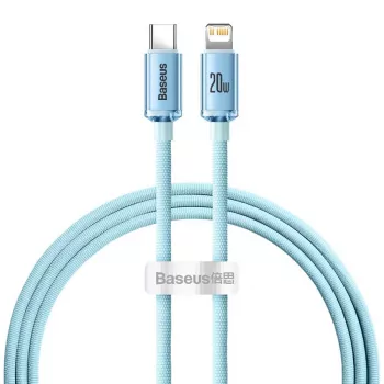 Baseus Crystal Shine USB-C į Lightning laidas 20W, 1,2 m, mėlynas