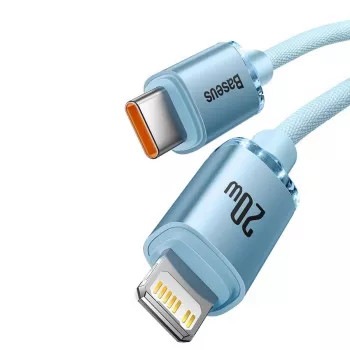 Baseus Crystal Shine USB-C į Lightning laidas 20W, 1,2 m, mėlynas