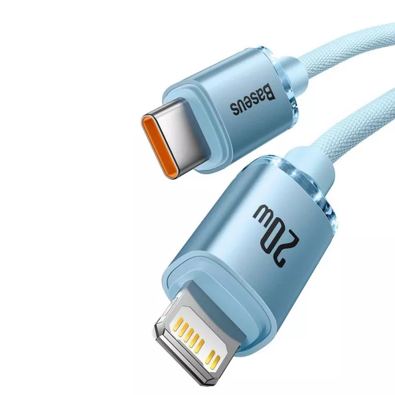 Baseus Crystal Shine USB-C į Lightning laidas 20W, 1,2 m, mėlynas