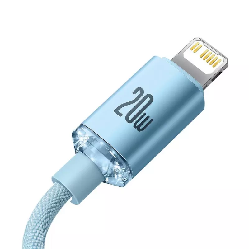 Baseus Crystal Shine USB-C į Lightning laidas 20W, 1,2 m, mėlynas