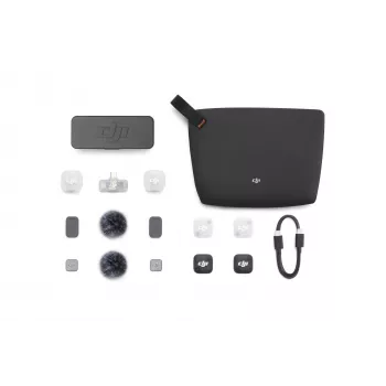 DJI Mic Mini 2 belaidė mikrofonų sistema (2 TX + 1 Mobile RX + įkrovimo dėklas), balta