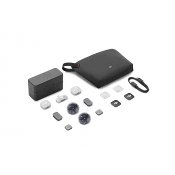 DJI Mic Mini 2 belaidė mikrofonų sistema (2 TX + 1 Mobile RX + įkrovimo dėklas), balta