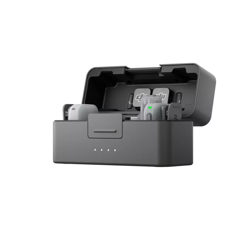 DJI Mic Mini 2 belaidė mikrofonų sistema (2 TX + 1 Mobile RX + įkrovimo dėklas), balta