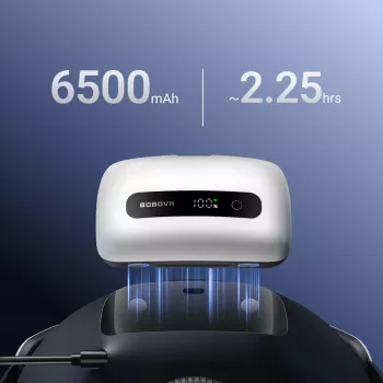 BoboVR BM60-1 6500 mAh baterija su įkrovimo stotele, skirta M3 Pro+ ir M3 – balta