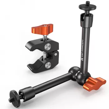 KF Magic Arm + Super Clamp tvirtinimo rinkinys su 1/4 colio ir 3/8 colio sriegiais, 15-55 mm žiaunomis, juodas