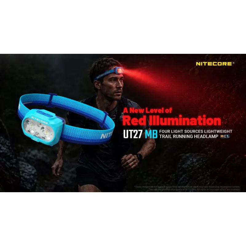 Nitecore UT27 MB 800 liumenų dvigubo spindulio priekinė lemputė su raudona šviesa