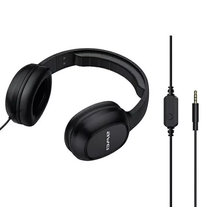AWEI GM-6 Ausinės žaidimams su mikrofonu, laidinės 3,5 mm, 40 mm tvarkyklės, juodos