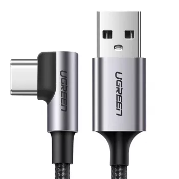 UGREEN US284 USB-A į USB-C stačiu kampu laidas, 3A, 3m, juodas