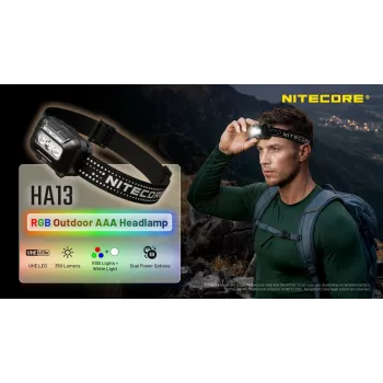 NITECORE HA13 (2026) RGB žibintuvėlis ant galvos 350lm