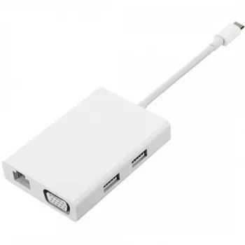 Xiaomi Mi USB-C į VGA Gigabit Ethernet kelių prievadų adapteris (baltas/sidabrinis)