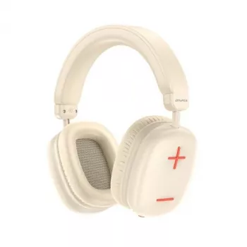 AWEI AT6 belaidės ausinės per ausį su mikrofonu, smėlio/off-white spalvos, sulankstomos, 40 mm tvarkyklės, USB-C, 12 val. grojimo