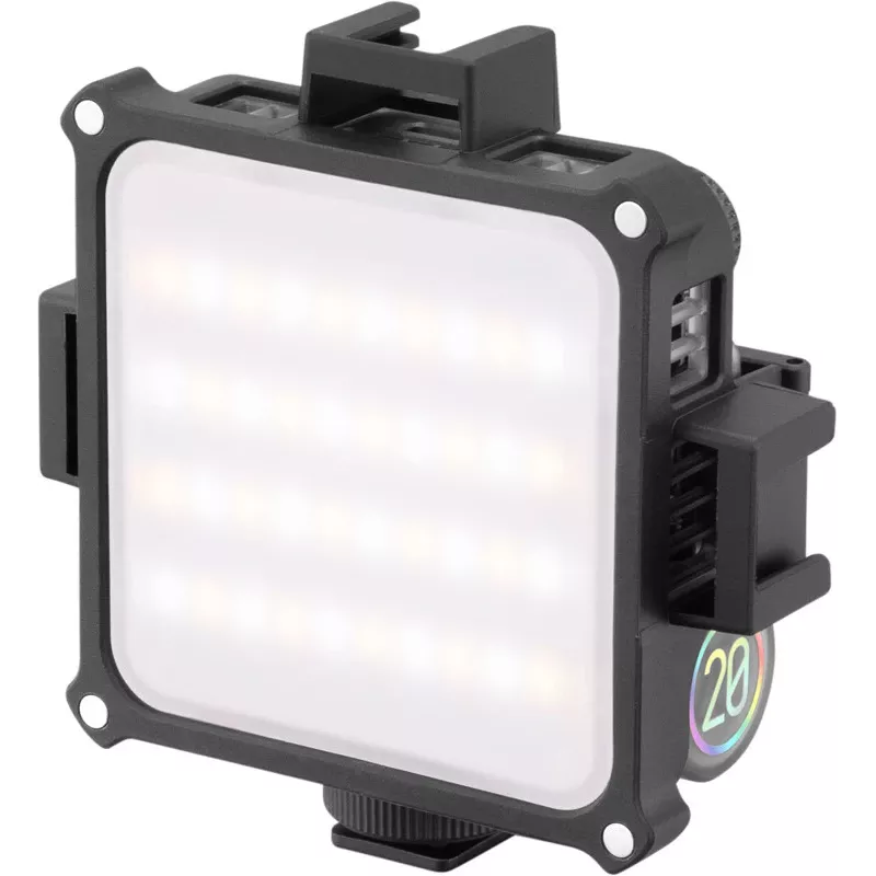 Zhiyun M20 RGB LED papildoma šviesa, 20W, 2700K-6500K CCT, HSI spalvų režimai, OLED ekranas, magnetinė nugara, USB-C PD įkrovimas