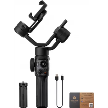 Zhiyun Smooth 5S AI išmaniojo telefono gimbals su magnetiniu papildomu apšvietimu, 3 ašių stabilizatoriumi, 300g keliamoji galia, juoda